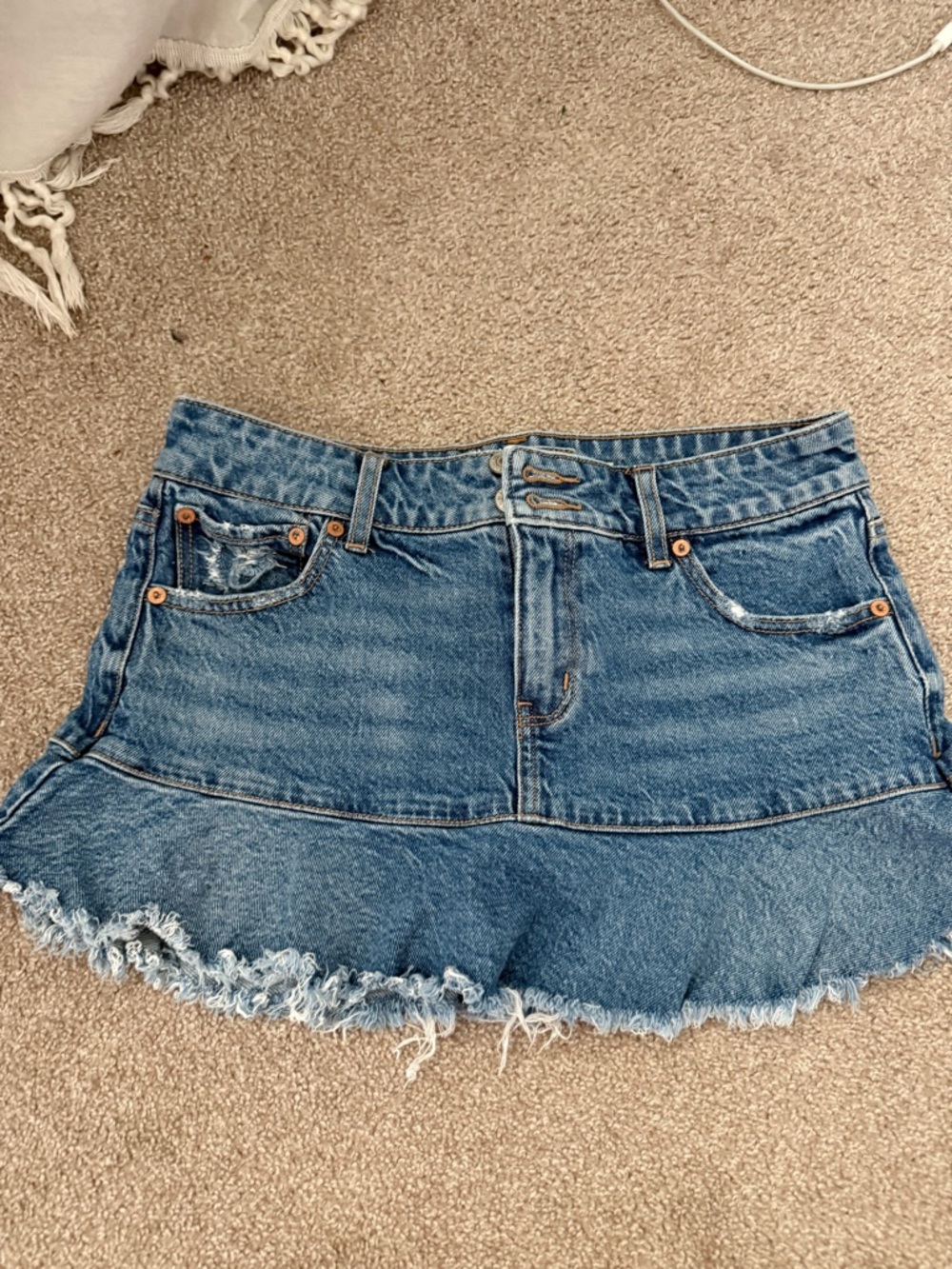 American Eagle Low-Rise Denim Mini Skirt